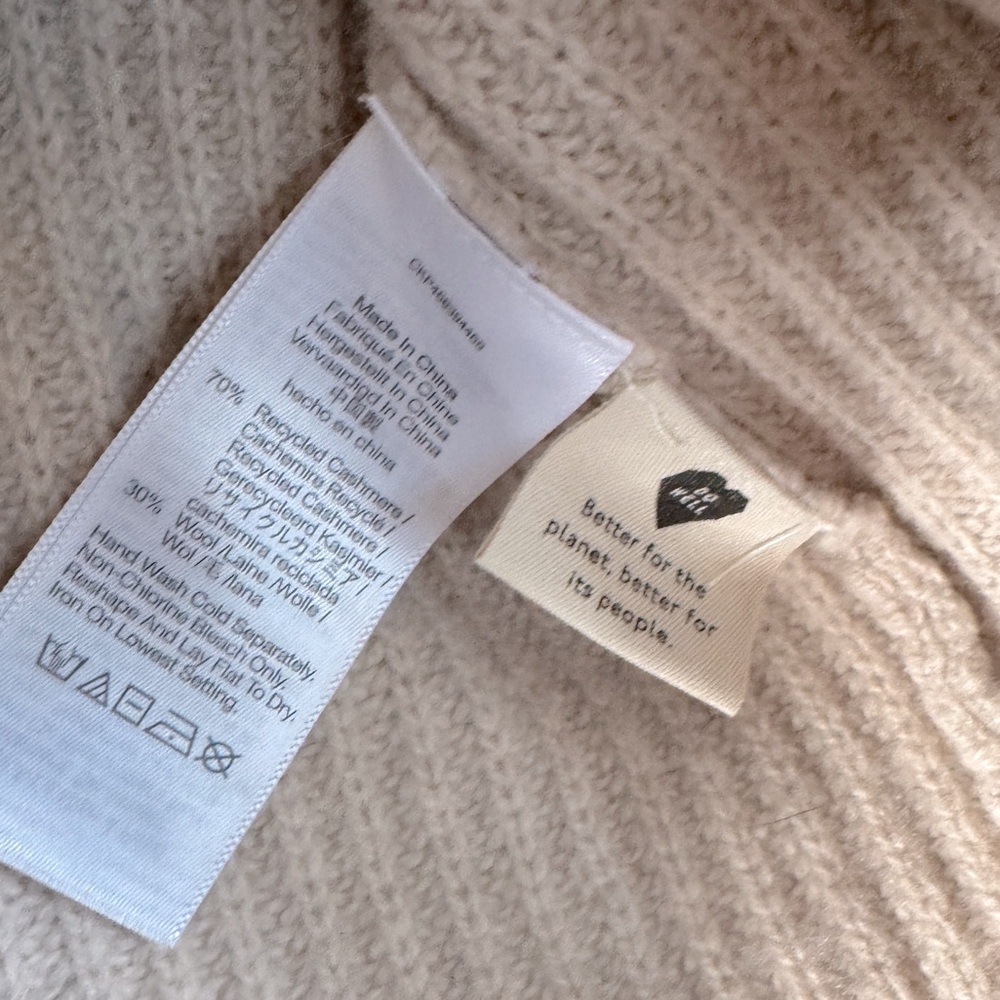 Madewell (Re)sourced Cashmere Turtleneck Sweater XS beige cream - Picture 7 of 8